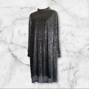 Nina Leonard Black Long Sleeve Sequin Dress, Perfect For The Holidays!